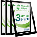8.5" x 11" Acrylic Sign Holder Wall Mount, Self Adhesive Magnetic Display Frame with Nano Tape and Strong Magnetic Frames for Wall, Door, Glass, Home, Store, Office (Black, 3Pack) Black 3 Pack 8.5" x 11"