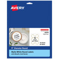 Avery Matte White Labels, Metallic Gold Borders, 3" Round Labels, 60 Total, Laser/Inkjet Printable (6544) 10 Sheets 3"