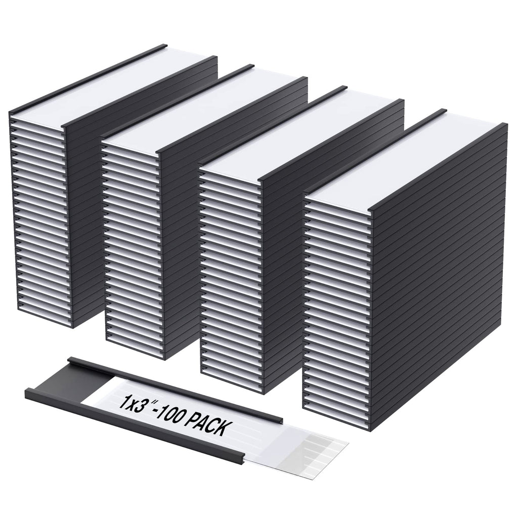 MaxGear 100 Pack C Channel Magnetic Label Holders, 1 x 3" 1"x3"