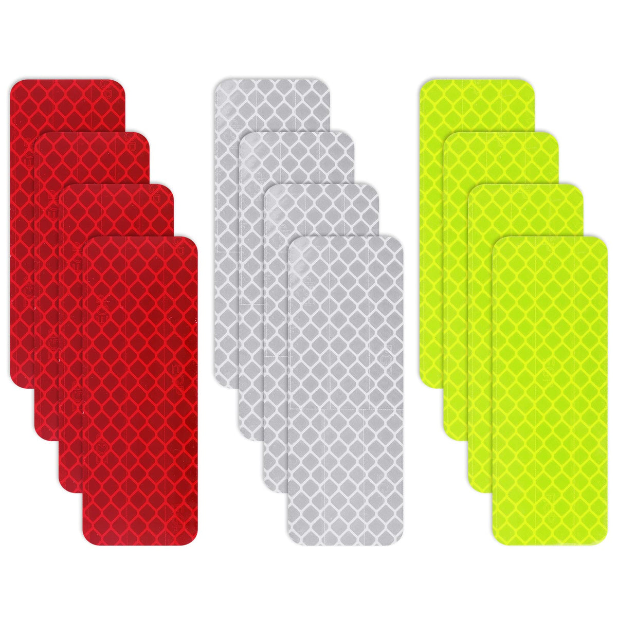 Abeillo 12 Pieces Safety Reflective Stickers, Warning Reflective Stickers Stick-on Car Reflector Sticker Waterproof Reflective Tape Stickers for Vehicle, Bicycles, Motorcycles, 1.18 x 3.25 Inch