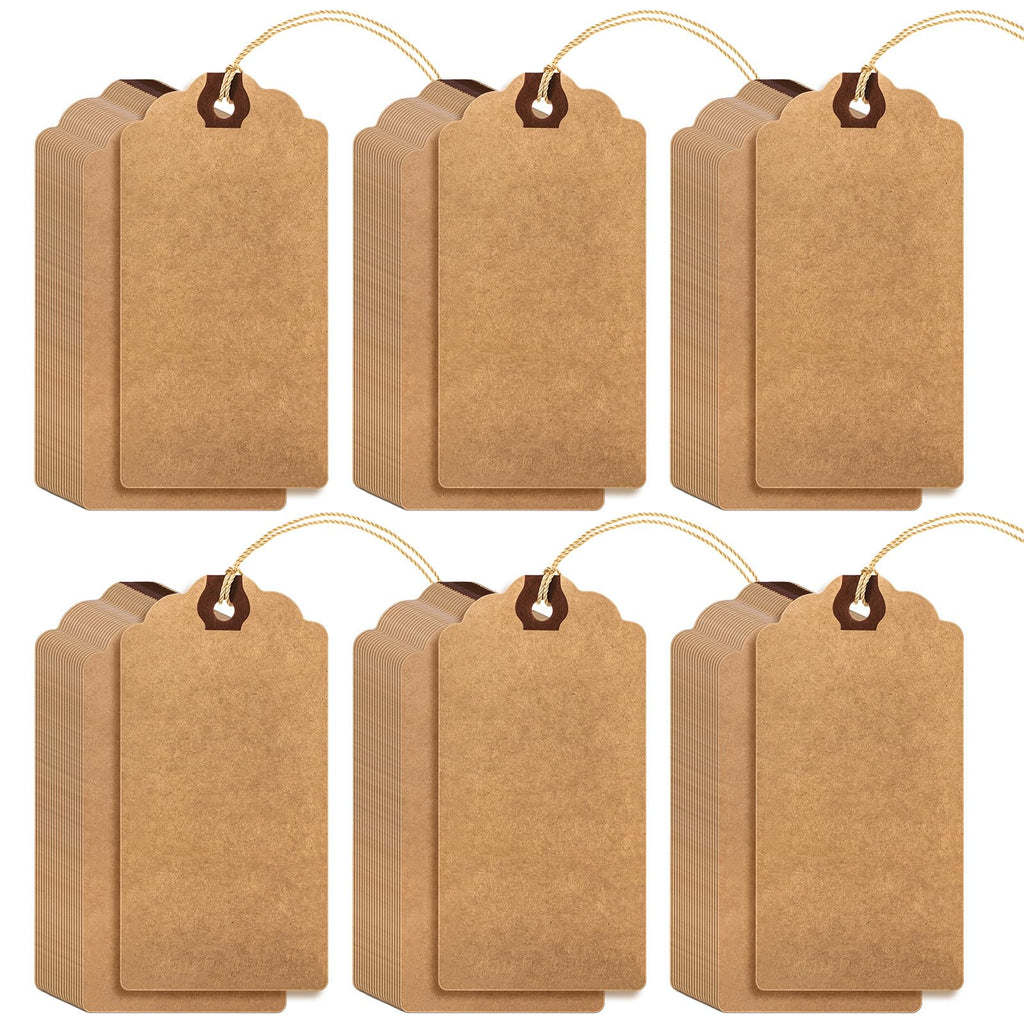 Outus 60 Pcs Blank Large Paper Gift Tags, Brown, 4 3/4" X 2 3/8" 4 3/4" X 2 3/8"