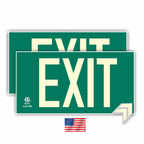 UL 924 Photoluminescent Exit Sign, Green, Pack of 2