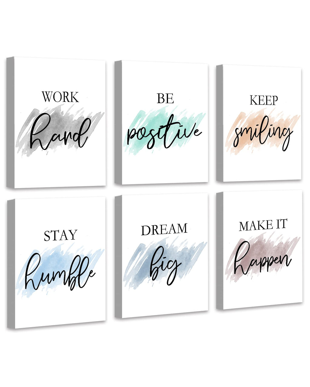 𝗗𝗿𝘀𝗼𝘂𝗺 Motivational Wall Decor Inspirational Office Wall Art Quotes Wall Art for Living Room Encouraging Canvas Posters for Office Bedroom Sayings for Wall Decor - 8” x10” x6 PCS (𝗙𝗿𝗮𝗺𝗲𝗱) Motivvational Wall Art - White 8''x 10''x 6pcs