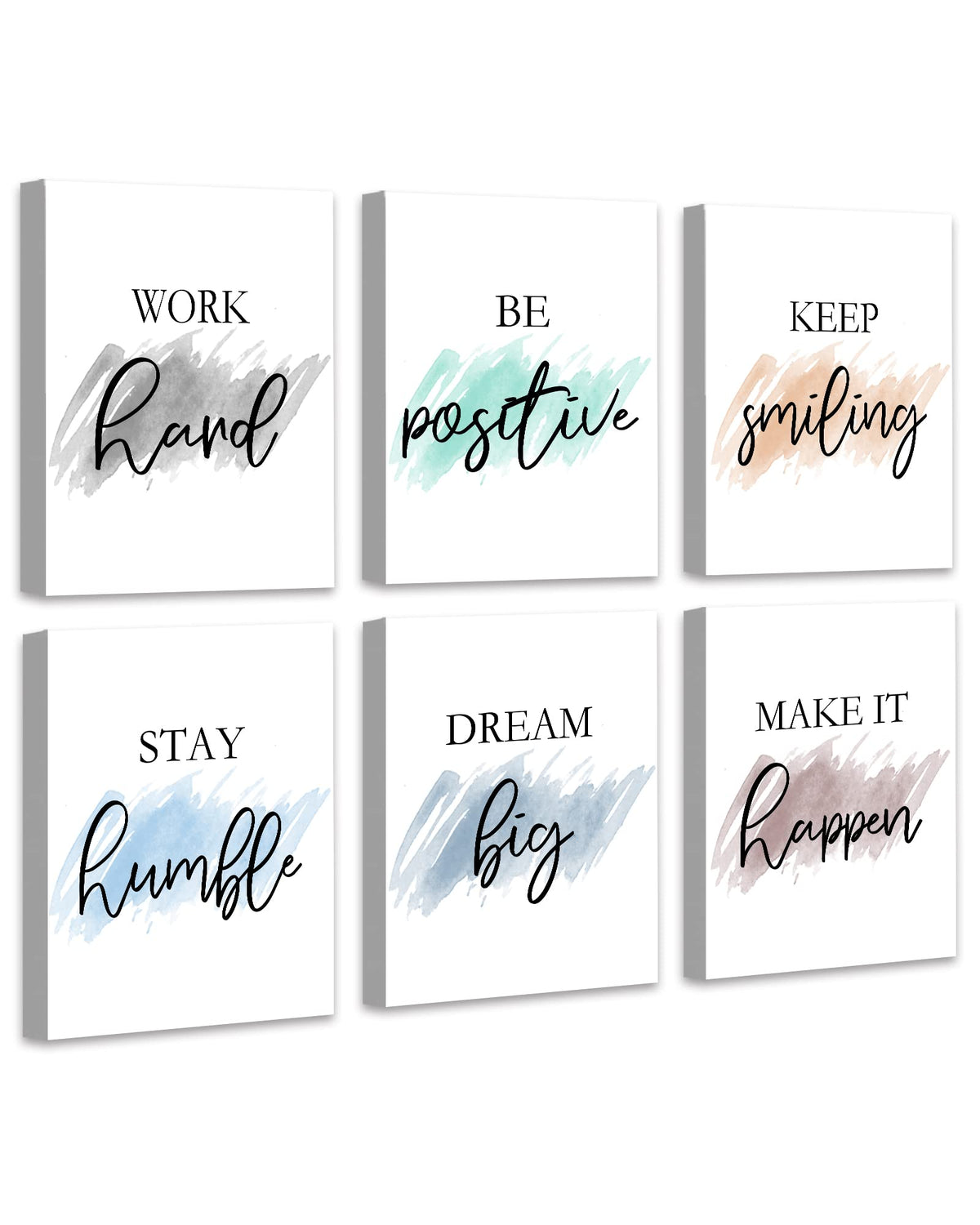 𝗗𝗿𝘀𝗼𝘂𝗺 Motivational Wall Decor Inspirational Office Wall Art Quotes Wall Art for Living Room Encouraging Canvas Posters for Office Bedroom Sayings for Wall Decor - 8” x10” x6 PCS (𝗙𝗿𝗮𝗺𝗲𝗱) Motivvational Wall Art - White 8''x 10''x 6pcs