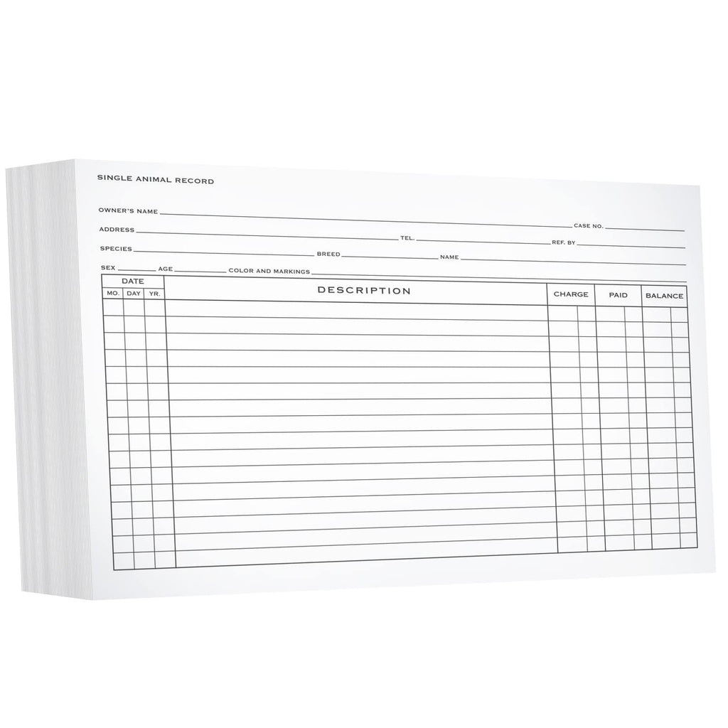 NextDayLabels Single Animal Exam Record Cards 8x5 Horizontal - 100 Pack