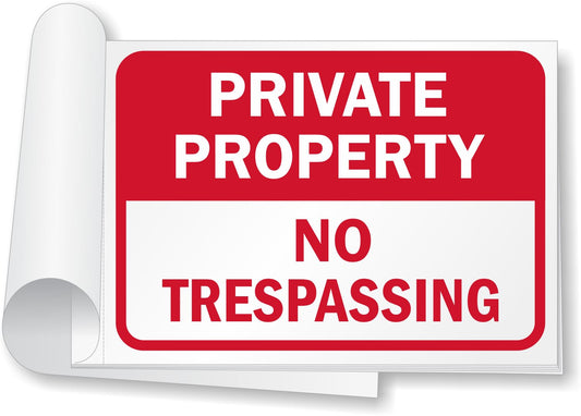 SmartSign "Private Property No Trespassing" Rip-Out Sign Book with 20 Sheets | 10" x 14" Plastic, Write-On Tear Out Signs, Red/White Private Property