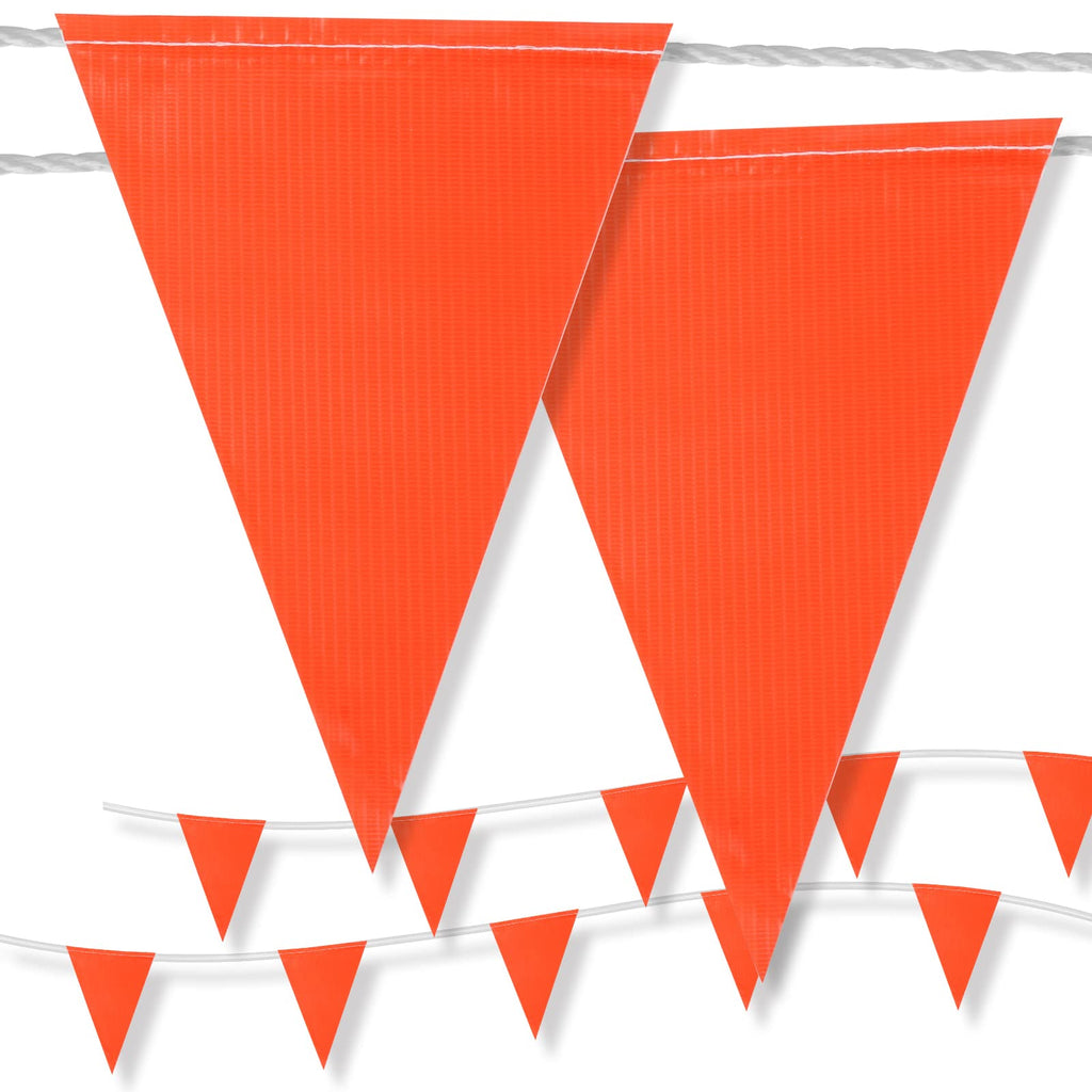 Pennant Safety Flags, Flagging Banner Warning Flags, Marking Flag on String for Parking Lot Events, Traffic Barrier Line, Yard Roof Perimeter, Boundary Construction Workplace 100ft 7x10inch orange