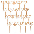 TENDYCOCO Wedding Table Numbers 1-20 Heart Shape Wooden Stick Sign Cards for Reception Seating Flower Arrangement Centerpiece DIY Crafts Party Table Number Sticks