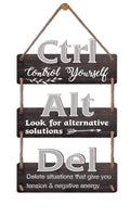 Ctrl Alt Del Motivational Inspirational Wooden Wall Collage Sign 3pcs ctrl alt del