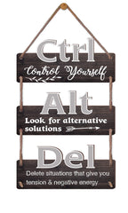 Ctrl Alt Del Motivational Inspirational Wooden Wall Collage Sign 3pcs ctrl alt del