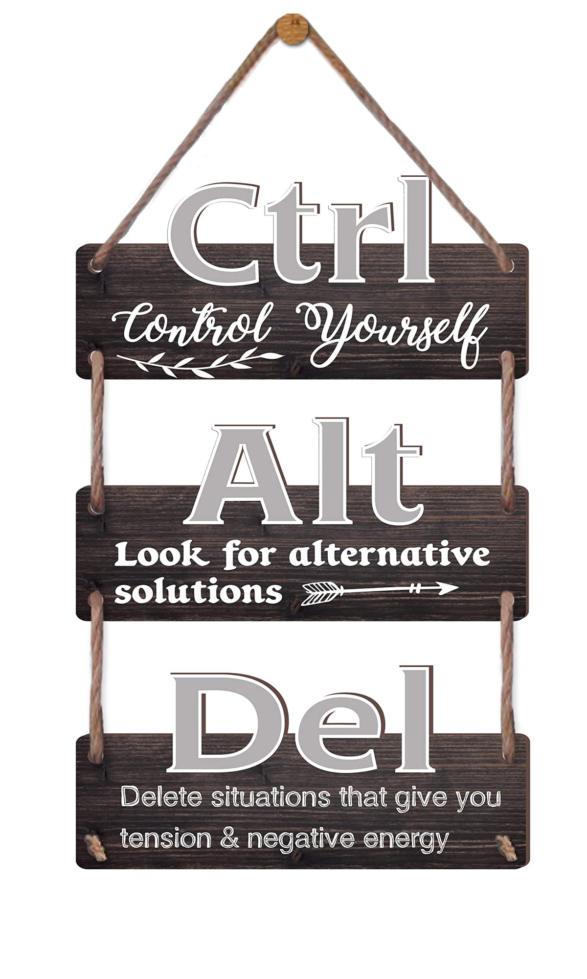 Ctrl Alt Del Motivational Inspirational Wooden Wall Collage Sign 3pcs ctrl alt del