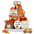 Maitys 14 Pcs Fall Tiered Tray Decoration Set Autumn Decor,Warm Style Warm Style