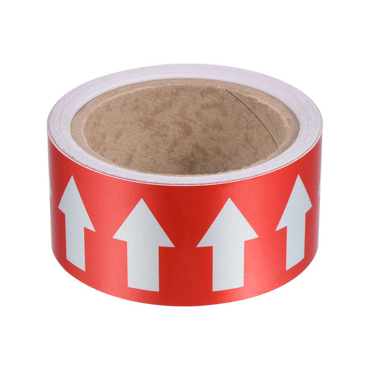 PATIKIL Flow Arrow Tape, Polyethylene Pipe Marking Sticker with Reflective Strips, Waterproof & Heat Resistant, for Pipe Flow Directional Identification, 2 inch x 33 ft, Red/White Red,White