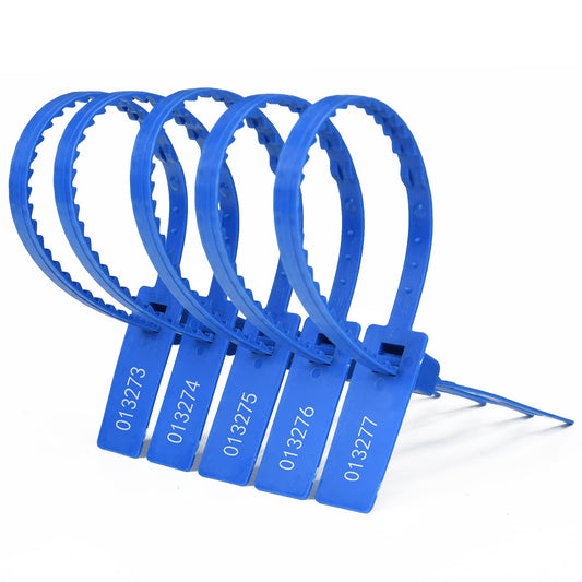 Heavy Duty Plastic Security Seal - Self Locking, Tamper Evident, Truck Trailer Seals (337 mm, Blue, 100 PCS)