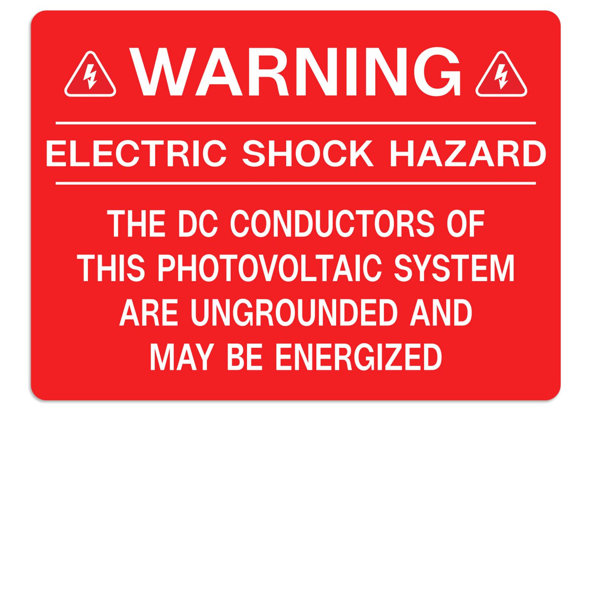 50PCS Solar Pv Labels for Electricians - Electric Shock Hazard Photovoltaic Warning Stickers for Ungrounded DC Conductors, UV Resistant & Waterproof (4"x3")