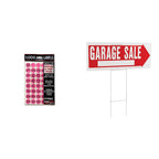 Sunburst Systems 7035 Priced Garage Sale Stickers, 1,000 Count Pre-Printed Labels, Pink & Hy-Ko Products RS-804 Garage Sale Corrugated Plastic Sign w/H Bracket 9.25" x 24" Red/White, 1 Piece Labels + Plastic Sign