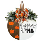 Hey There Pumpkin Welcome Hanging Sign Front Door Decor Fall Decorative Wooden Welcome Sign Rustic Porch Decoration for Home Office Garden Farmhouse 12 Inch White