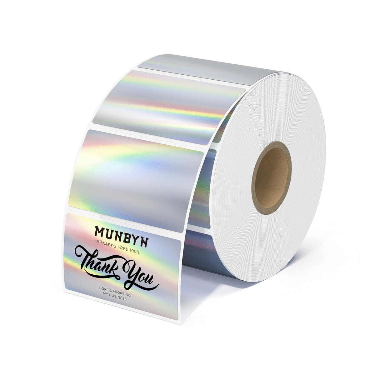MUNBYN 2.25x1.25 Holographic Thermal Labels, 400 Sheets/1 Roll, Silver 2.25"X1.25" Holographic Silver
