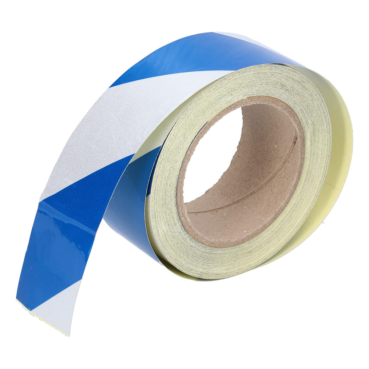 Safety Warning Stripe Tape, 2In x 98Ft High Visibility Barricade Adhesive Tape Blue & White Strong Grip Abrasive for Floor Walls Pipes 1Pc