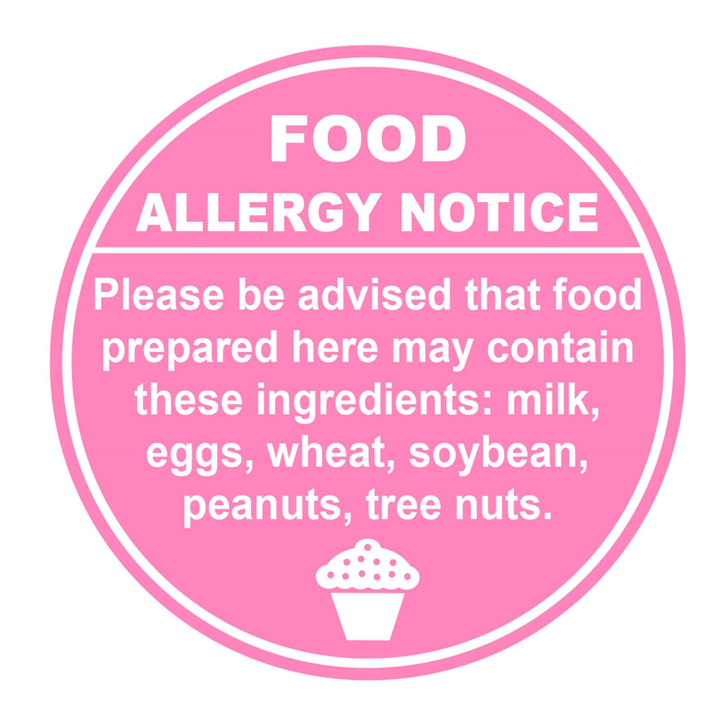 1.5inch 300pcs Pink Allergy Warning Sticker for Cake Shop,Restaurants