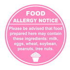 1.5inch 300pcs Pink Allergy Warning Sticker for Cake Shop,Restaurants