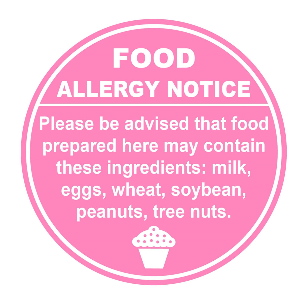 1.5inch 300pcs Pink Allergy Warning Sticker for Cake Shop,Restaurants