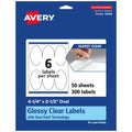 Avery® Glossy Clear Oval Labels, Sure Feed® Technology, 4.25" x 2.5", 300 Glossy Clear Labels, Laser/Inkjet Printable 300 labels