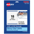 Avery® Glossy Clear Rectangle Labels, Sure Feed® Technology, 15/16" x 3-7/16", 450 Glossy Clear Labels, Laser/Inkjet Printable 450 labels