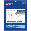 Avery® Glossy Clear Lollipop Labels, Sure Feed® Technology, 1" x 4", 80 Glossy Clear Labels, Print-to-The-Edge, Laser/Inkjet Printable 80 labels