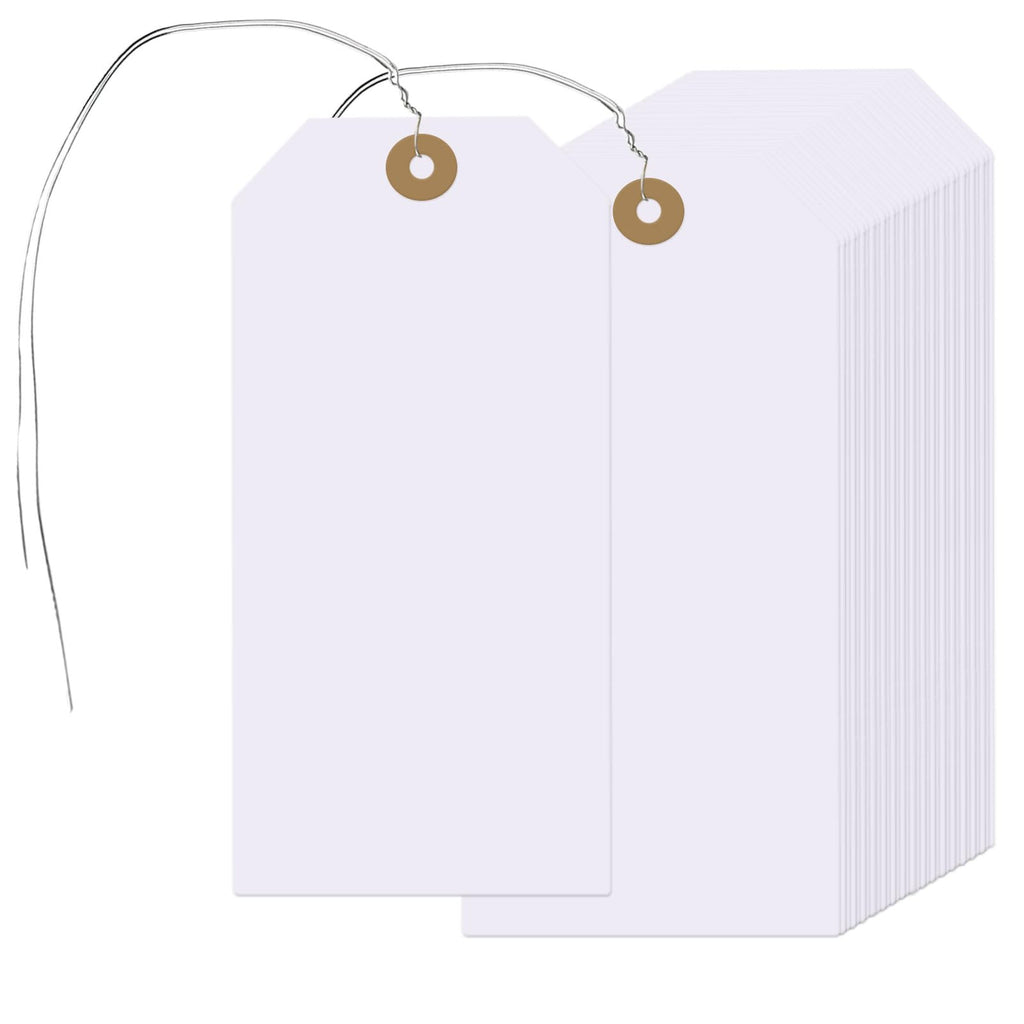 400 Pcs Shipping Tags, 4.72 x 2.36 inches White Label Hanging Tags