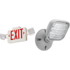 Lithonia Lighting ECRG BasicsTM Emergency Light/Exit Combo and ERE GY SGL WP M12 LED One Single Head Emergency Light Combo + Emergency Light, Gray