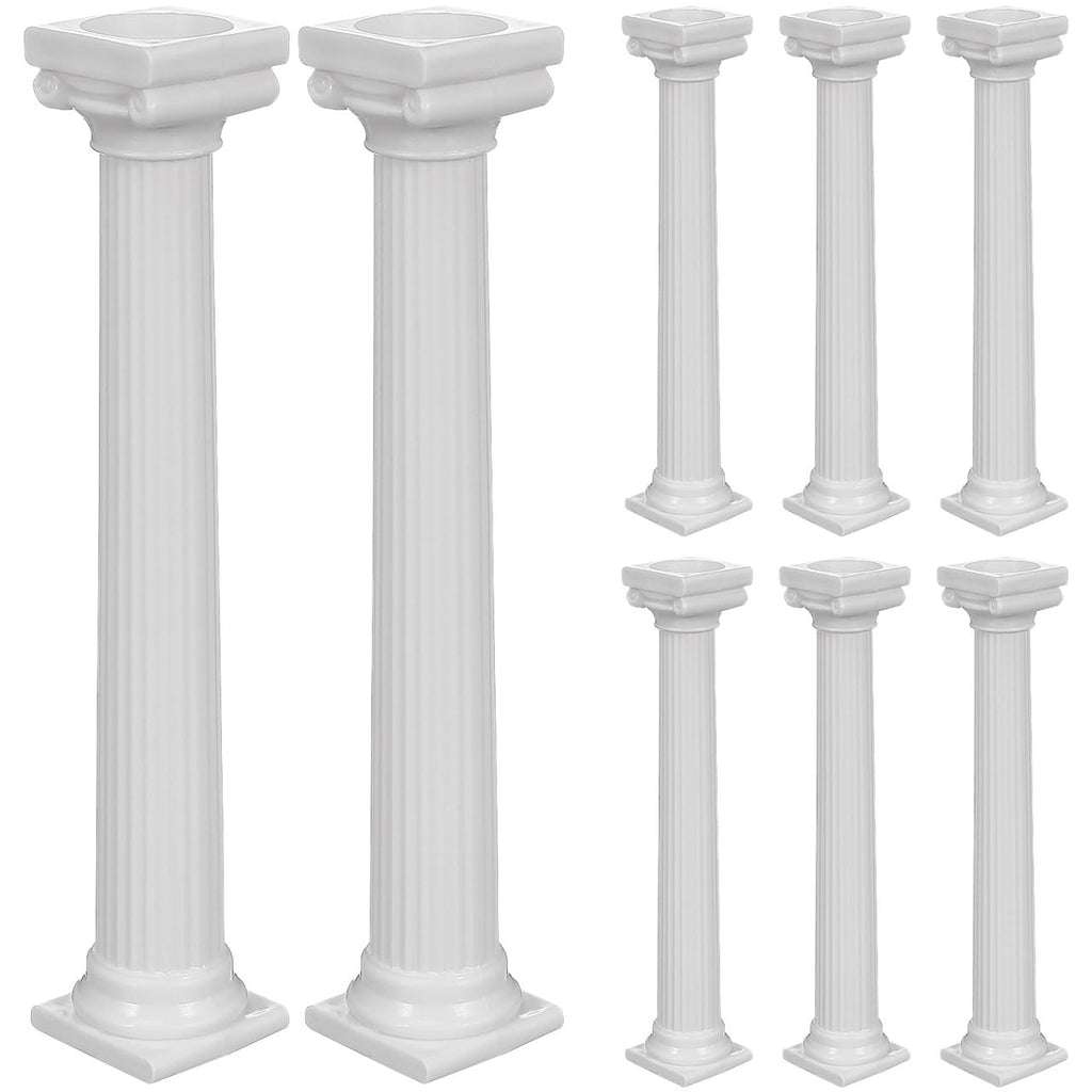 8PCS Cake Support Rods White Plastic Roman Column Cake Pillars, 7in