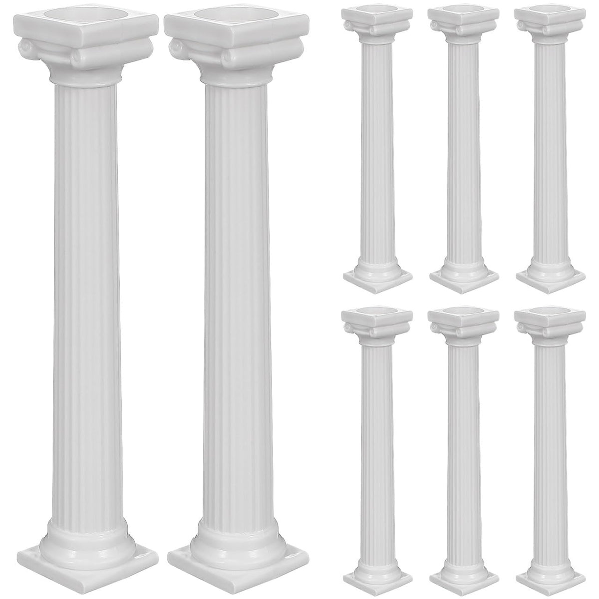 8PCS Cake Support Rods White Plastic Roman Column Cake Pillars, 7in