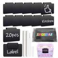 Basket Labels Clip with Plastic Storage Case &3 White Chalk board Markers for 24 Hanging Bins Pantry Organization Removable Small chalkboard Clips label Holder, Home Laundry Fabric Sorting 22PCS