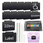 Basket Labels Clip with Plastic Storage Case &3 White Chalk board Markers for 24 Hanging Bins Pantry Organization Removable Small chalkboard Clips label Holder, Home Laundry Fabric Sorting 22PCS