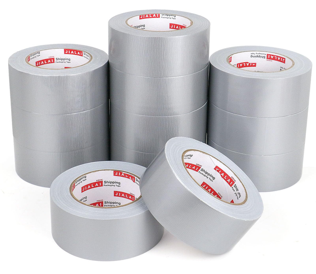 JIALAI HOME Duct Tape Heavy Duty Silver - 12 Roll Multi Pack - 30 Yards x 2 Inch - Strong, Flexible, Waterproof and Tear by Hand - for Home Use, Do-It-Yourself Projects and Repairs