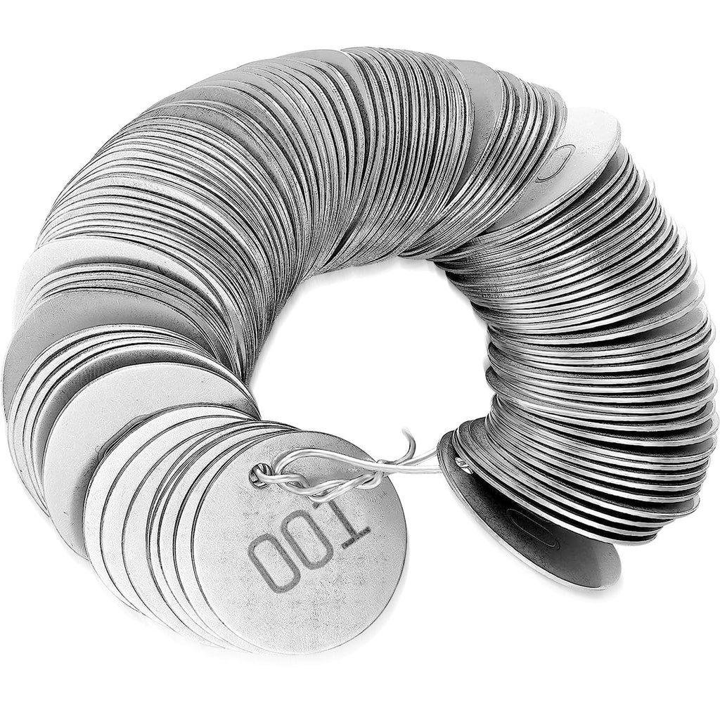 Hicarer 100 Pcs Metal Tags 1" Numbered Key Tree Options 001 to 100, Silver