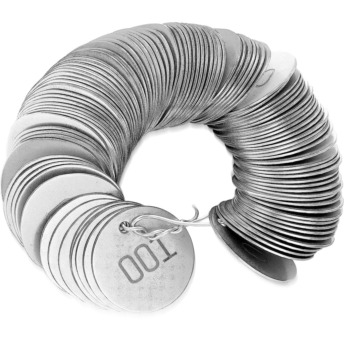 Hicarer 100 Pcs Metal Tags 1" Numbered Key Tree Options 001 to 100, Silver