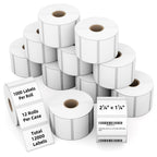 2.25" x 1.25" 3-Proof White Direct Thermal Labels for Zebra ZD410 ZD411 LP2824 ZD421 ZD420 GK420D, 12 Rolls 12000 Pcs 2-1/4x1-1/4 Barcode Return Address Labels Used with Rollo MUNBYN 2.25"x1.25"-12000 Labels