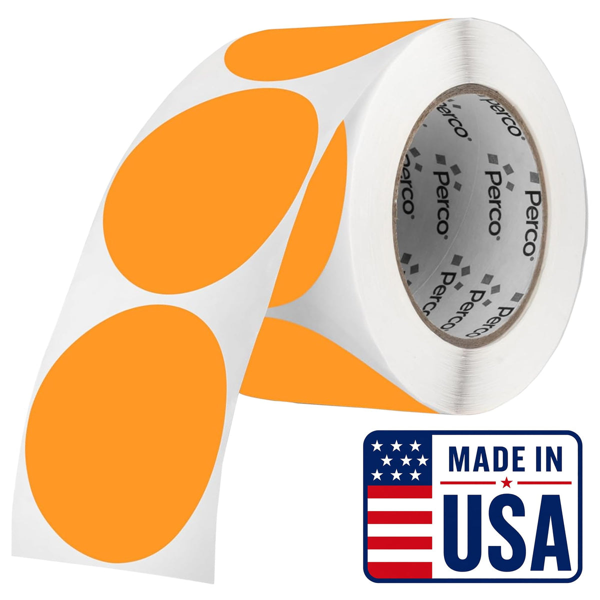 Perco Neon Orange Round Circle Dot Sticker 3-Inch Labels with Perforation for Easy Tear-Off, 500 Stickers per Roll - Sale, Clearance & Limited-Time Offer Signage, High Visibility - Made in USA 3 Inch 1 Roll