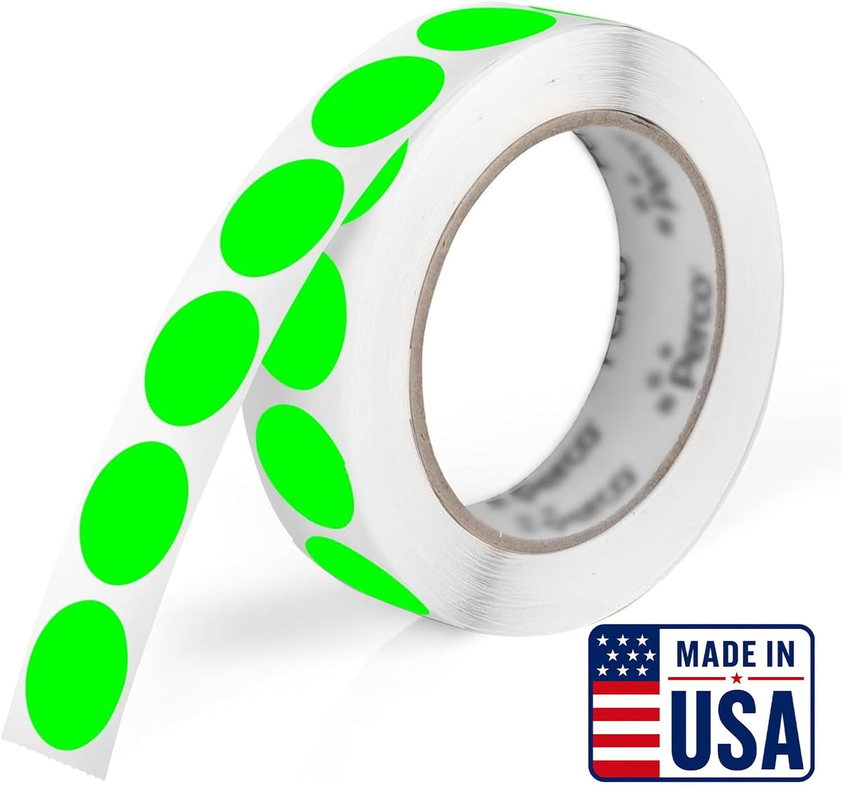 Perco Neon Green Round Circle Dot Sticker 1-Inch Labels with Easy-Tear Perforation, 1,000 Stickers per Roll - in Stock, Approved & Available Labels, High Visibility, Strong Adhesive—Made in USA Green - Neon 1 Inch 1 Roll