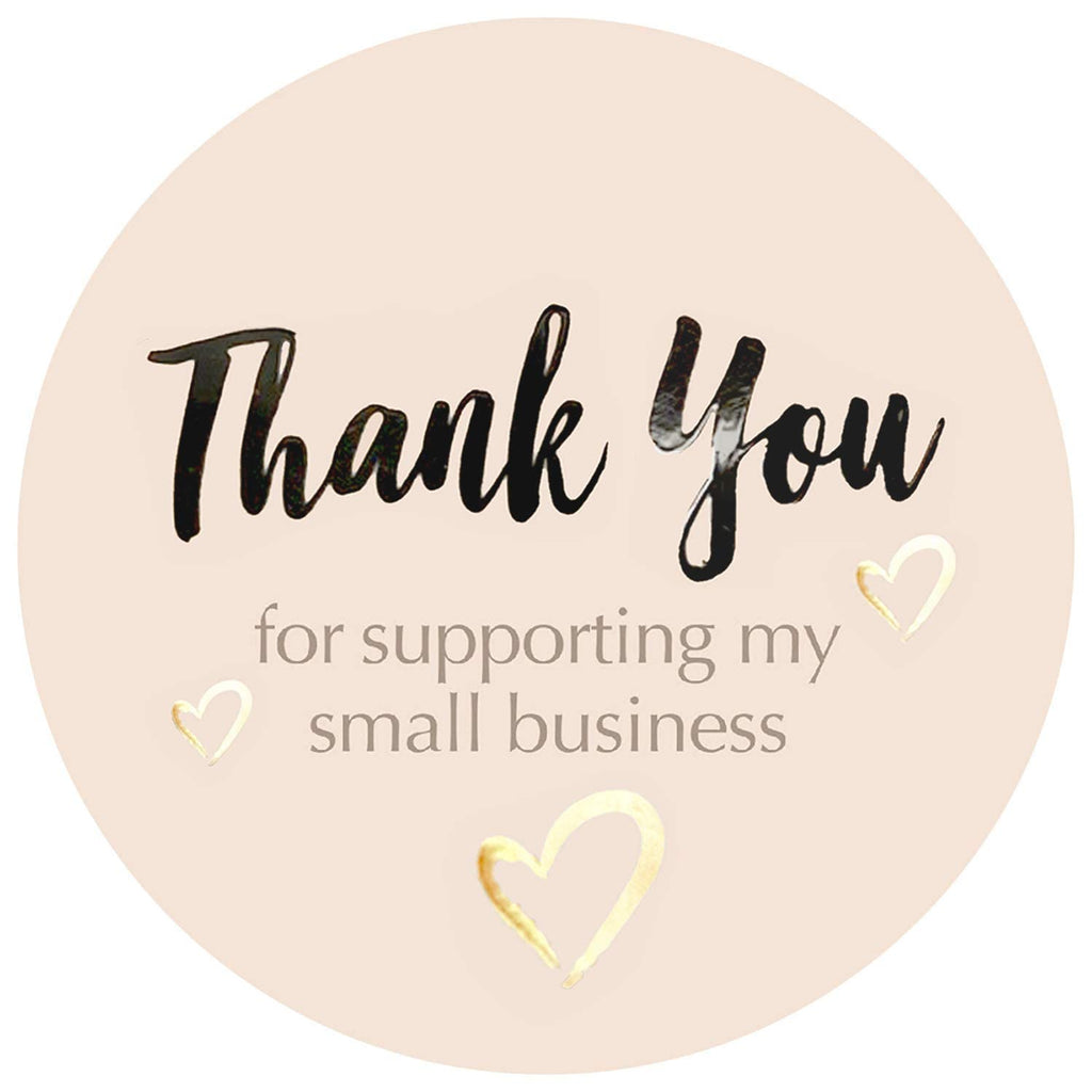 EasyKart Labels 4000 Pcs Thank You Stickers Rolls, 1.5 Inch Round | Gold Foil Thank You Seal Stickers | Pastel Peach Color with UV Effect 4000 Stickers