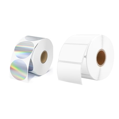 2" Circle Holographic Thermal Label Stickers+2.25 x 1.25 Direct Thermal Labels White Thermal Printer Labels
