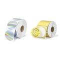 2" Circle Holographic Thermal Label Stickers+Gold Transparent Thermal Stickers