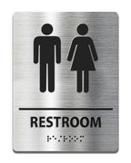 ADA-Mark Modern Restroom Sign for Business - ADA Compliant Braille Bathroom Sign with Easy Installation - 6" W x 8" H 1pk-new-Restroom