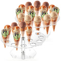 yarlung 2 Pack Ice Cream Cone Holder, 16 Holes Acrylic Waffle Cone Display Stand, Clear Hand Roll Sushi Popcorn Rack for Party Buffet Birthday Wedding