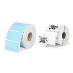2.25"x1.25" Blue Direct Thermal Labels+2 Inch Transparent Circle Self-Adhesive Waterproof Thermal Label