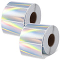 Kosiz 1000 Labels/ 2 Rolls Holographic Thermal Sticker Labels Self Adhesive Printable Thermal Rainbow Stickers for DIY Logo Design Qr Code Name Tag(Rectangular Style,2.25" X 1.25") 2.25" X 1.25" Rectangular Style