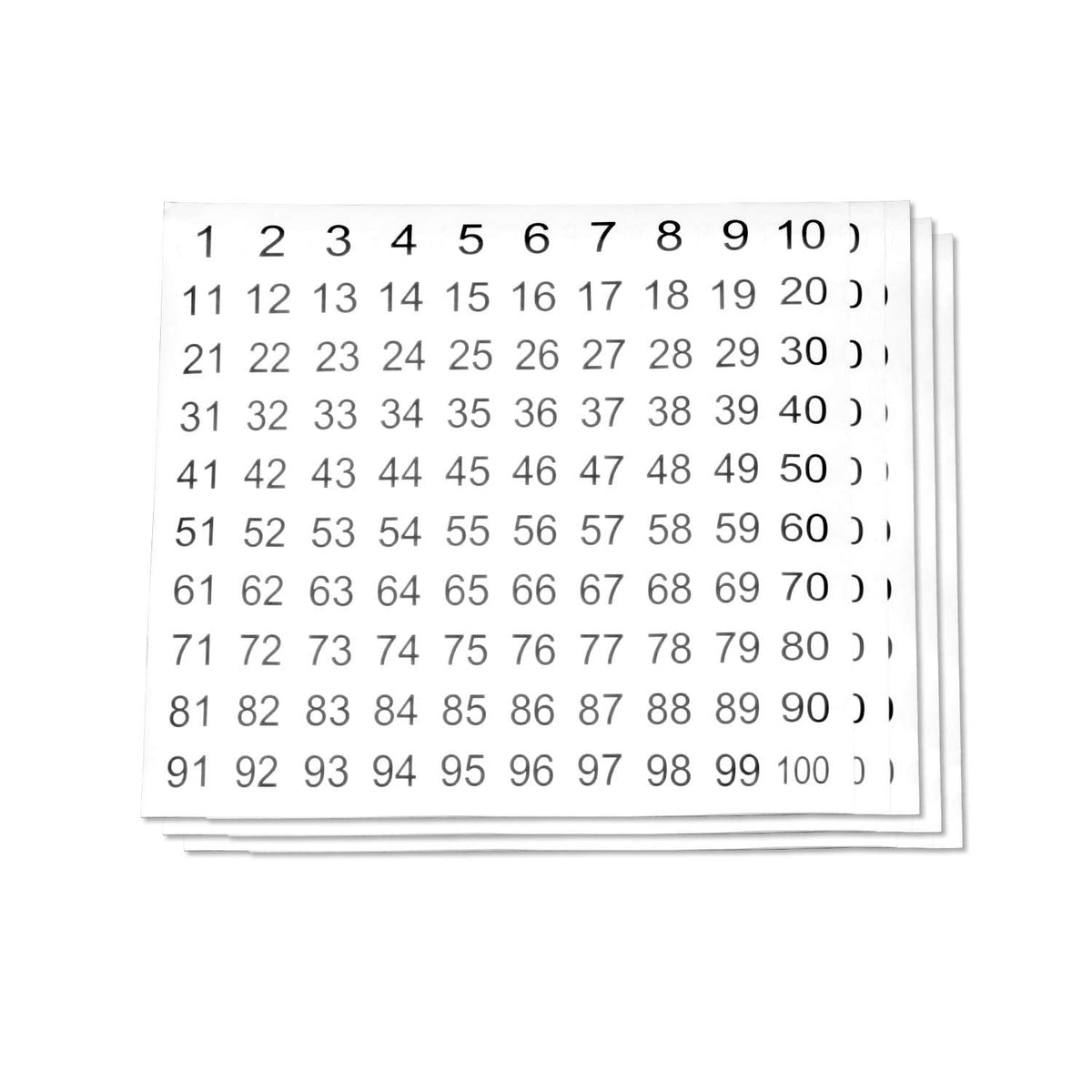 Consecutive Number Stickers 1-100, White, 0.5" Round, 900 Labels 9 Sheets (900 Labels)