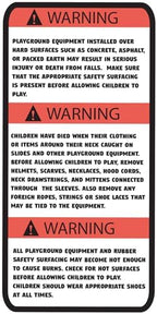 Colorful playground safety warning sticker from Generic, designed to promote safety awareness for children in play areas.
